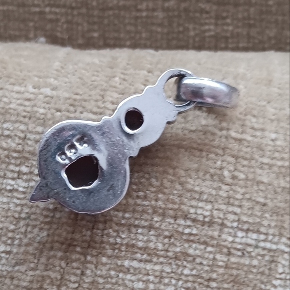 925 Sterling Silver Deep Red Stone or Glass Pendant - Picture 9 of 10